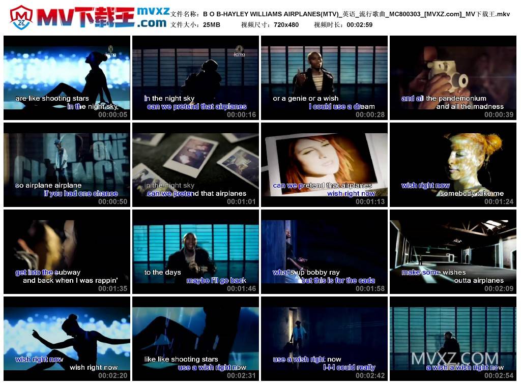 B O B-HAYLEY WILLIAMS AIRPLANES(MTV)_英语_流行歌曲_MC800303